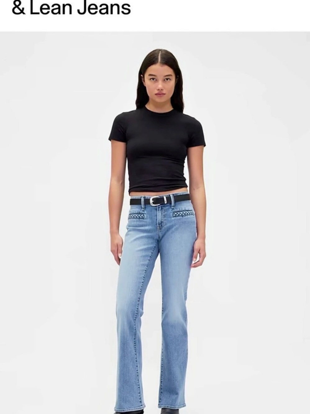 Gap Low Rise Braided Pocket Long & Lean Jeans Blue size 31/12 Short